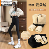 莫代尔加绒加厚鲨鱼裤女秋冬保暖外穿润肤加绒2025新款高腰显瘦打底裤 黑色[特厚云朵绒] 小码[80-110斤]