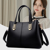 瑾安（JINAN）包包女潮时尚女包真皮女包中年女士头层牛皮情人节手提包妈妈款 黑色真皮授权小号qh6622