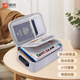 绝火防火证件收纳包袋带锁大容量证件证书护照毕业证户口本票据文件箱 银色带锁 小号款 24*15*8cm