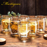 MARTIGUES 北欧家用玻璃杯双层隔热可爱水杯泡茶杯牛奶杯创意咖啡杯子 375ml双层杯【6只装】 6只