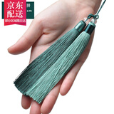 观玉双拼冰丝流苏穗子吊穗中国结书签手机链挂件饰品 孔雀绿墨绿双拼