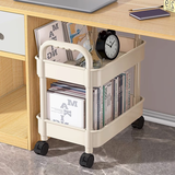 坤奉移动书架带轮落地小推车置物家用玩具零食收纳架桌面办公桌书柜 2层白【简约特小号不带轮】