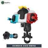 五匹osopro摩托车手机仿赛踏板导航支架无线充电拓展功能多色螃蟹减震防抖支架电动车手机支架骑行装备 变径螃蟹支架纪念版+防盗黑蓝