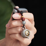 ZRQF纯银打麻将赢钱神器把把壶胡手玩把件摆件打牌开胡逢赌赢钱钥匙扣 把把壶钥匙挂件【已开福光当天发货】