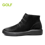GOLF高尔夫冬季加绒靴子男保暖耐磨户外工装靴短筒英伦风男靴马丁靴男 黑色 41