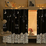 床帘学生宿舍上铺上下铺女遮光布大学寝室帘子围帘上床下桌 黑色山月【热门款】 高1.15m【2片】围三面