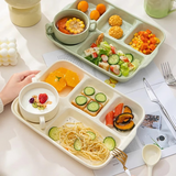 佩尔森陶瓷分格餐盘大人家用减脂月子餐分隔食堂孕妇儿童早餐分餐盘餐具 【奶油色】分餐盘+双耳碗+马克杯