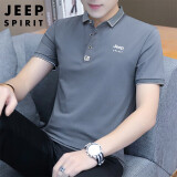 吉普（JEEP）短袖T恤男夏季韩版短袖男士POLO休闲翻领上衣服 深灰色 M 