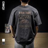 LeoHan短袖t恤男士夏季新款原创复古韩版宽松大码ins潮牌半袖体恤 灰色 L （建议130-150斤）