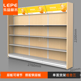 乐品展示超市钢木货架便利店双面置物架商店食品柜文具店木质单面展示架 【钢】单组合三