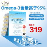 Viva Naturals鱼油Omega-3含量高于95%纯度天然欧米伽rTG深海鱼油软胶囊60粒