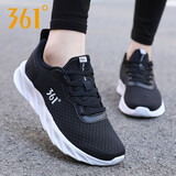 361°女鞋运动鞋女跑步鞋新款361度女鞋旅游鞋春季网面透气休闲鞋子 曜石黑/361度白2262 39