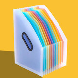 【开学必备】文谷(Wengu)13格A4竖款可立式风琴包手提文件包 多层文件夹资料册文件框高中学生试卷收纳袋 FQB005透明