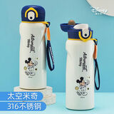 迪士尼儿童直饮保温杯男女小学生水壶水杯提绳放书包保温水杯带吸管 米奇直饮保温杯480ml