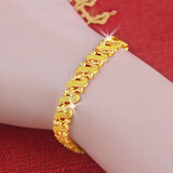 【大捡漏】香港正品999黄金色手链光砂实心圆珠转运珠沙金手环礼 S金色手链+礼盒