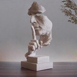 集思美 创意沉默是金抽象雕塑工艺品摆件复古办公室客厅艺术装饰品摆设 砂岩色