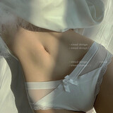 伦洛弗日系薄款网纱内裤女低腰棉裆性感交叉蝴蝶结蕾丝透明少女必备三角 白色 L(100斤-125斤）