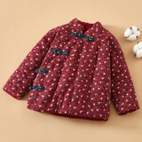 棉谷朵儿童手工纯棉花棉袄冬季加厚保暖春节拜年棉服宝宝居家内外穿棉袄 磨毛红碎花 90 码 适合1-2岁