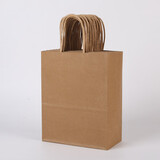 牛皮纸手提袋服装店购物袋 咖啡奶茶外卖纸袋方底袋牛皮纸袋印刷 牛皮纸袋;1个 小竖【长15*侧8*高21cm】