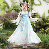 安妮优儿（Anneyol）汉服女童春装2025新款古风连衣裙夏季女孩唐装儿童超仙古装夏款 蓝色 130