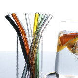 舍里 耐高温创意透明玻璃吸管果汁奶茶饮料水杯吸管搅拌棒弯头吸管 淡粉