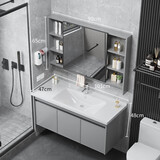 九牧王（joxod）太空铝浴室柜组合小户型洗手洗盆脸盆池套装卫生间洗漱台 轻奢灰-陶瓷一体盆-含全套100cm