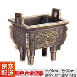 润馨宝红 双龙香炉仿古铜鼎大方鼎盛鼎铜器摆件 大号青铜色盛鼎香炉