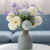 凉笙 粉色清雅仿真花艺套装欧式假花干花束客厅餐桌电视柜摆件家居装饰 蓝色花束+蓝色花瓶