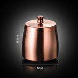 迎千福一体成型烟灰缸不锈钢创意家用客厅防风型北欧防飞灰个性潮流摆件 玫瑰金小号【带盖】1个装