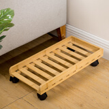 九夫人楠竹台式电脑主机托架可移动散热底座支架实木带轮平板机箱托盘收纳置物架子带刹车 原色条形移动托盘