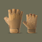 浴战健身手套男运动骑行战术手套单杠引体向上单杠器训练耐磨防滑半指 沙土色-半指 L