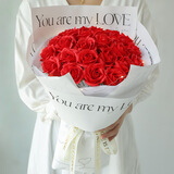 爱满节日礼物网红碎冰蓝玫瑰香皂花束送女友闺蜜永生花生日礼物情人节 倾心款19朵红玫瑰-送礼袋+暖灯