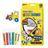 AMOS进口儿童免烤胶画玩具手工创意DIY益智画笔绘画工具 蓝翔款胶画挂件(SD10P6-CT)