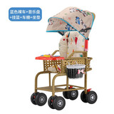 恩曜藤椅婴儿推车可坐可躺仿藤车宝宝夏天夏季超轻便竹藤婴儿童小推车 升级蓝+音乐【可坐躺可站立】