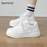 达芙妮官方小白鞋女2026年春秋爆款女鞋透气百搭运动休闲女鞋厚底板鞋女 白色【四季款 跟高5.5cm】 38