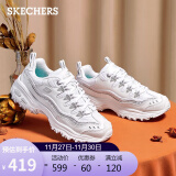 斯凯奇Skechers女鞋厚底松糕老爹鞋熊猫鞋绑带休闲运动鞋11923 白色/银色WSL 38.0