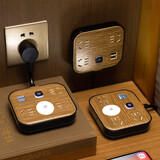 复古木纹装饰插座 创意桌面插线板USB多功能插排插板带线家用学生宿舍公雅带开关夜灯排插  四插位不带USB 短线款
