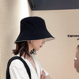 华臣羊渔夫帽女夏季防晒帽春秋女帽潮流鱼夫防晒双面仙女遮阳帽帽子男 米色 黑色米(黑色+ 双面戴) 均码