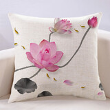 万燊中式植物立体荷花pp棉抱枕家用样板房客厅沙发靠枕个性定制大靠背 B款 45x45cm(枕套加枕芯）