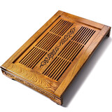 简絮 实木小茶盘套装黑檀储水式家用茶海日式茶台托盘旅行功夫茶具办公会客 10.鸡翅木如意中号茶盘【57*38*7cm】