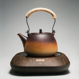 容山堂粗陶茶壶煮茶器茶具套装泡茶壶烧水壶电陶炉围炉煮茶碳炉酒精炉 直钮茶壶小悦黑胡桃电陶炉 780ml