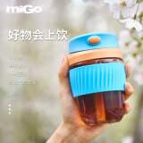 miGo咖啡杯手持玻璃杯便携吸管杯男女士学生水杯情侣泡茶杯子 汽水泡泡-350ML 350ml