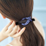 发夹弹簧夹大号亚克力花朵几何树叶韩版头饰马尾夹横夹后脑勺钢夹 几何钻  宝蓝  10cm