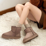 回力（Warrior）雪地靴女冬季保暖加厚短筒棉鞋学生棉靴子加绒 2166X 豆沙色 35 