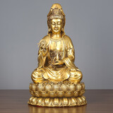 铜欣祥 观音菩萨佛像铜像玄关摆件公司开业乔迁新居礼品家用 58#坐莲观音