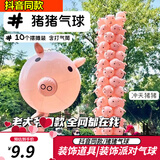 QUEENJOY 猪猪气球摆摊肉色气球充气棒棒锤打气猪头解压玩具生日派对装饰 猪猪气球1个装+打气筒