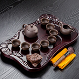 瓷牌茗茶具（cipaiming teaset） 科技木茶盘家用茶台茶海简约功夫茶具盘排水式茶托盘单盘