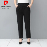 皮尔卡丹（pierre cardin）2025春夏新款纯棉长裤高腰直筒弹力中年老年女裤松紧腰运动休闲裤 黑色 XL :建议90-115斤