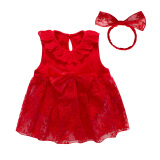 TTKA 婴儿公主裙子无袖包屁女宝宝连衣裙0-1岁薄款新生儿衣服夏季 红色 73cm适合6-9个月