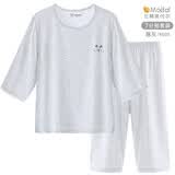 巴布豆儿童睡衣夏季薄款莫代尔家居服男童宝宝冰丝空调服套装女童 7分裤套装 6521 麻灰 110 参考身高105-115